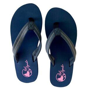 Reel Legends Flip Flops Navy Blue Pink Size 6 New